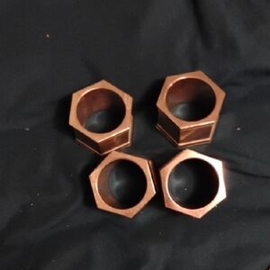 Copper Hexagonal Napkin Rings Set